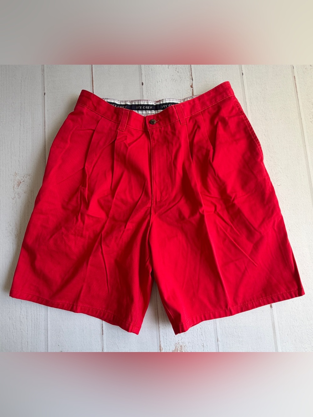 Ivy Crew Classics Red Cotton Chino Flat Front Shorts Men’s 34